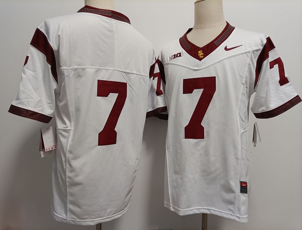 Men USC Trojans #7 No Name White Nike 2025 NCAA Jersey->ncaa teams->NCAA Jersey